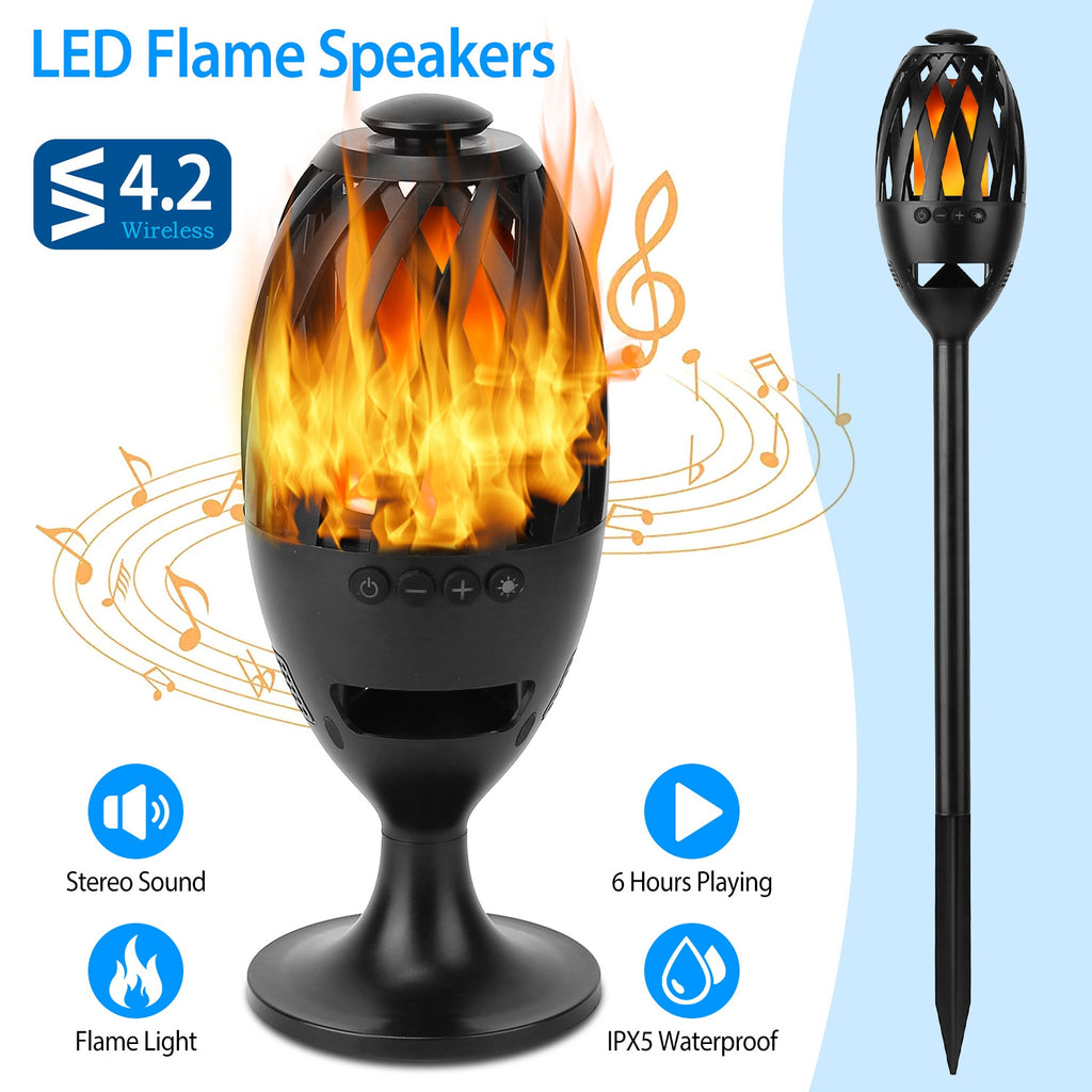 LED Flame Torch Bluetooth Speaker – Fill Your Outdoor Space with Dancing Flames, Rich Sound & Pure Atmosphere