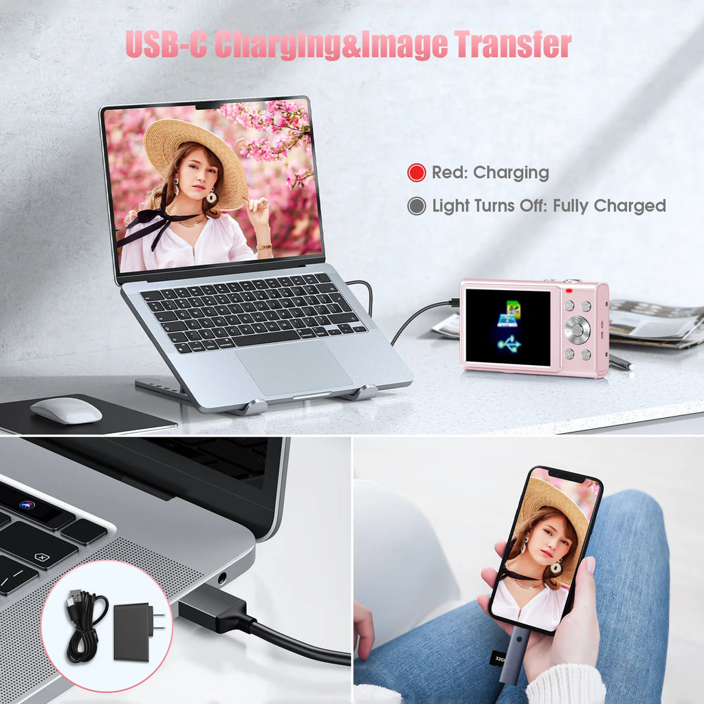 4K Digital Camera Autofocus Vlogging Camera HD 48MP with 2.8" Large Screen Camcorder Camera for Photography for Kid Adult