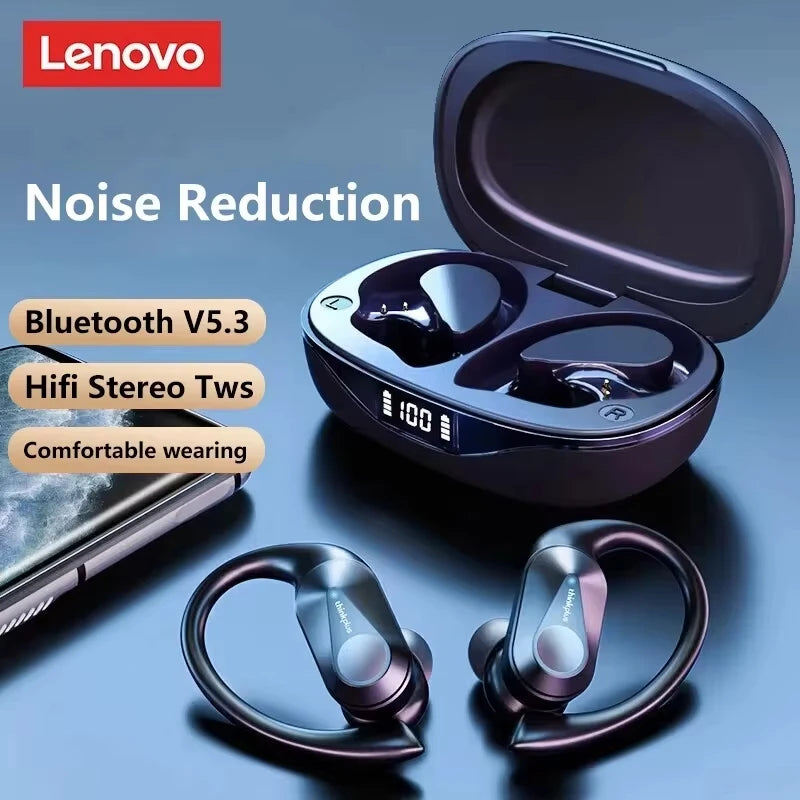Ship From US Lenovo LP75 Bluetooth 5.3 Headphones Wireless Music Earphones LED Digital Display Noise Reduction Game Earbuds New