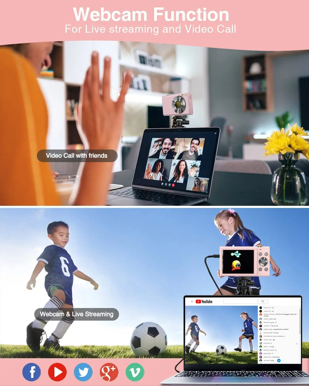 4K Digital Camera Autofocus Vlogging Camera HD 48MP with 2.8" Large Screen Camcorder Camera for Photography for Kid Adult