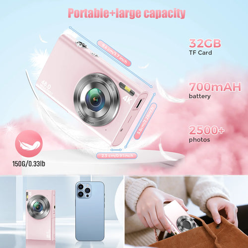 4K Digital Camera Autofocus Vlogging Camera HD 48MP with 2.8" Large Screen Camcorder Camera for Photography for Kid Adult