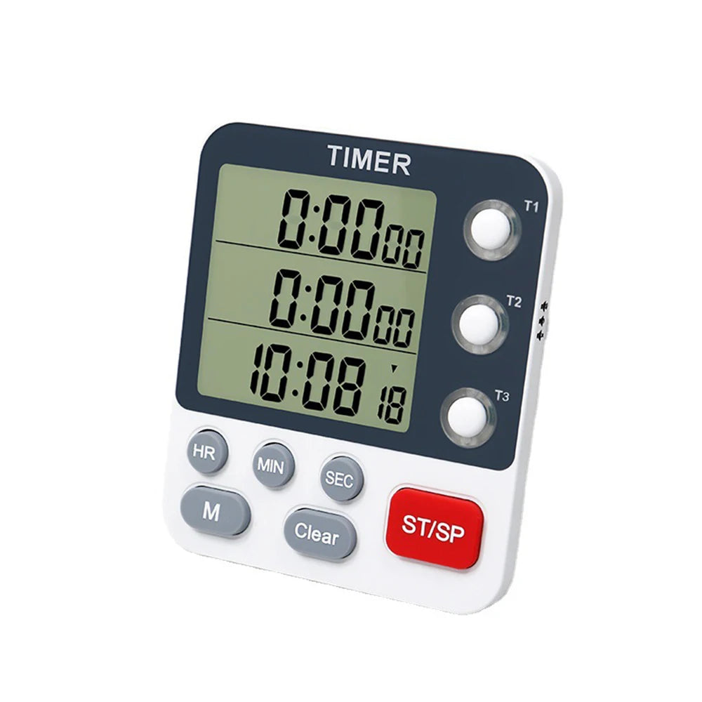 Digital Dual Kitchen Timer 3 Channels Count UP Down Timer Cooking Timer Large Display Loud Volume Alarm with Magnetic Back Stand