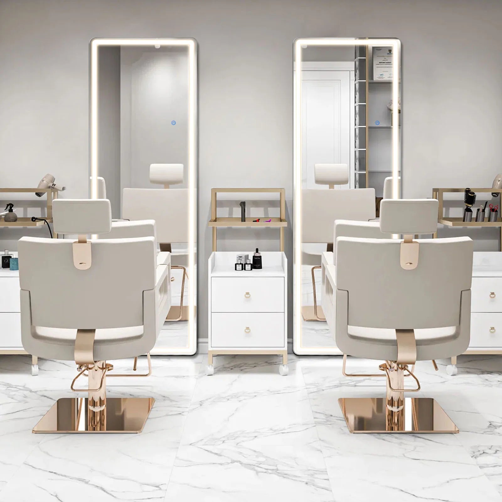 JHK 60"x16" Led Dimming Full Length Mirror 3 Color Lighting Aluminum Alloy Frame Standing Hanging Floor Mirrors For Living Room