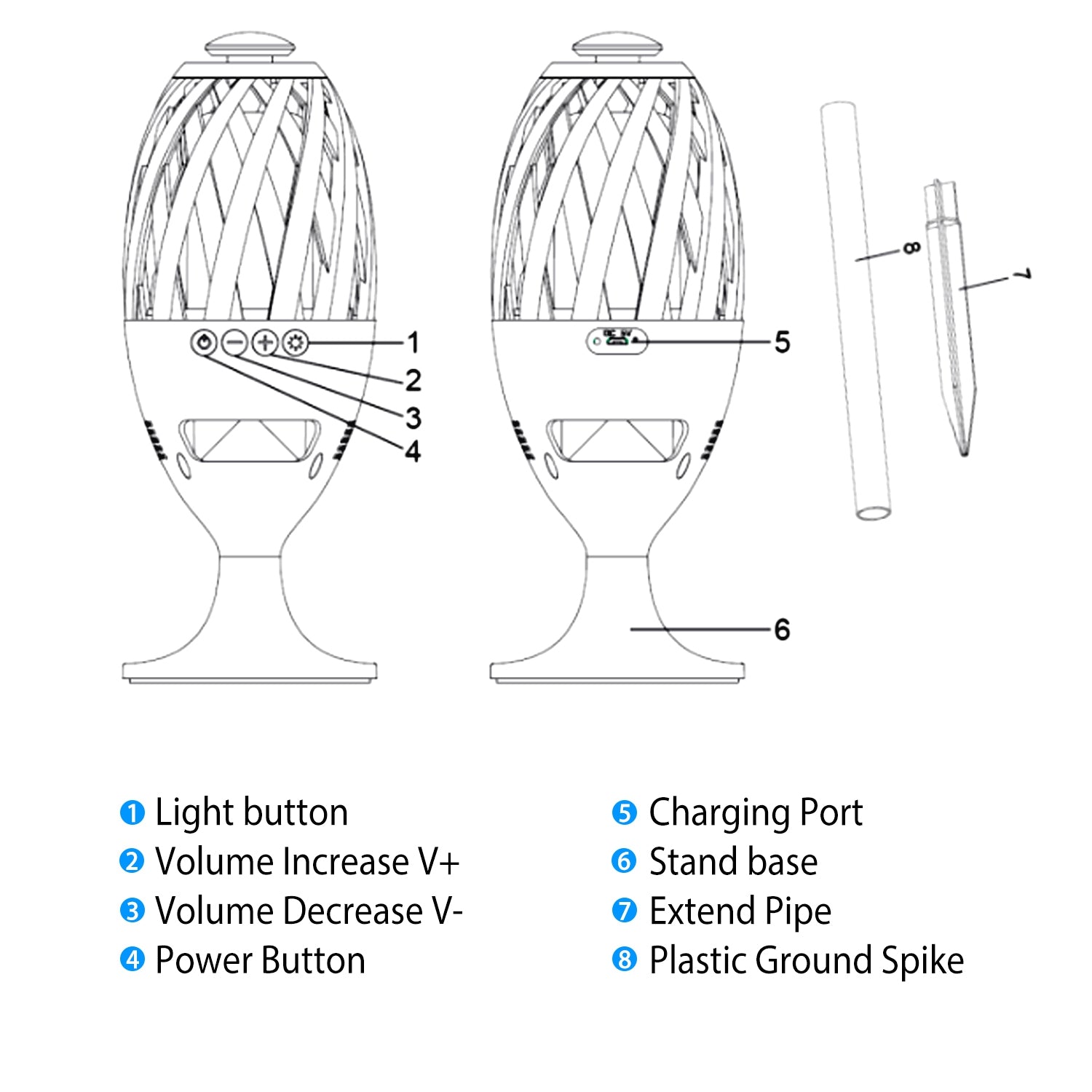 LED Flame Torch Bluetooth Speaker – Fill Your Outdoor Space with Dancing Flames, Rich Sound & Pure Atmosphere