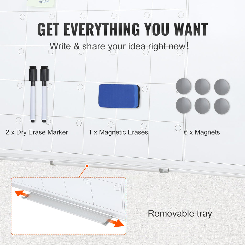 36" x 24" Magnetic Dry Erase Calendar Whiteboard – Plan Your Month with Clarity, Color & Total Confidence