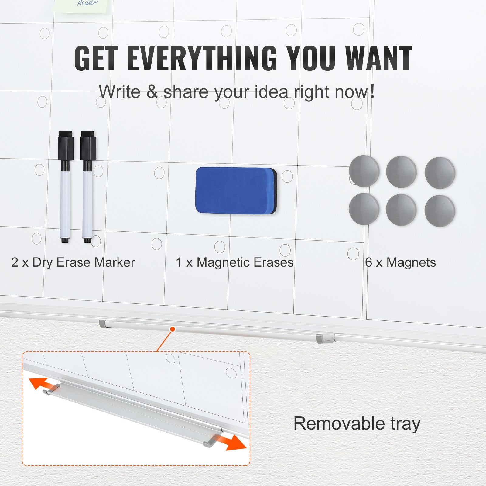 36" x 24" Magnetic Dry Erase Calendar Whiteboard – Plan Your Month with Clarity, Color & Total Confidence